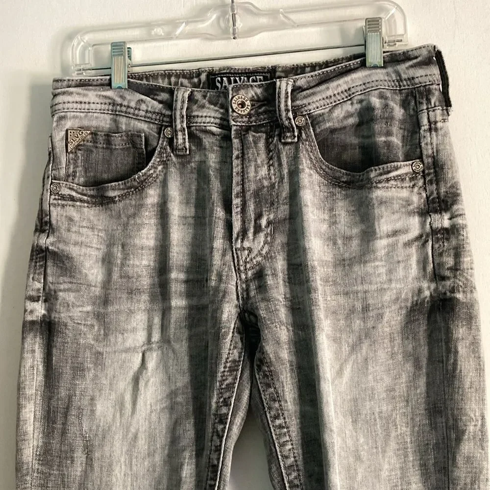 Men’s Jeans Size 31S Salvage Supply Co For Buckle Gray Washed Denim with Flaw